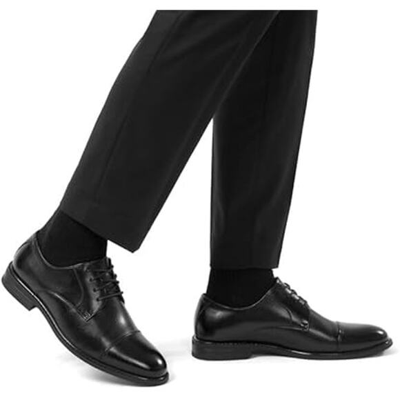 Cusolamore Mens Size 10 Black Lace Up Wingtip Faux Leather Classic Dress Oxfords - Picture 6 of 7